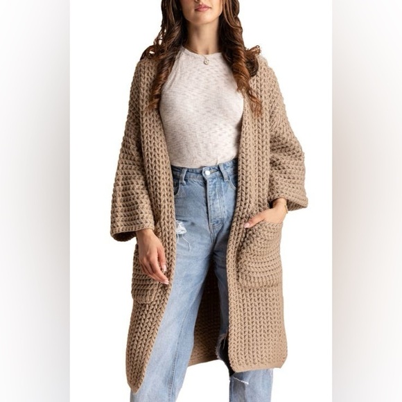 SAACHI Sweaters - SAACHI Tan Women's Cardigan Sweater One Size